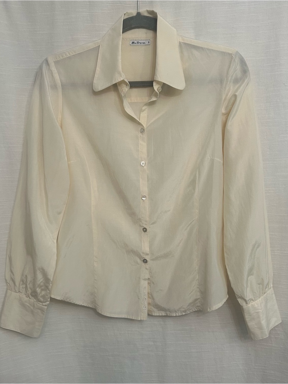 Ben Sherman Quiet Luxury Silk and Cotton Cream Button Down Collared Shirt